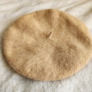Betmar NY Classic Beret Angora Rabbit Hair / Wool - one size Tan Beige